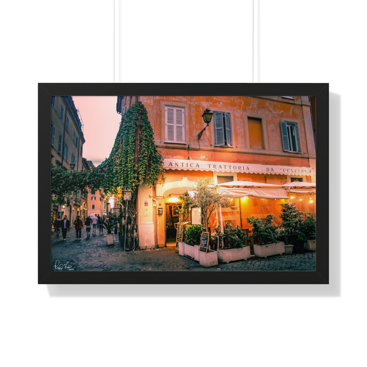 Trastevere Street Scene Framed Print by Peggy Vega