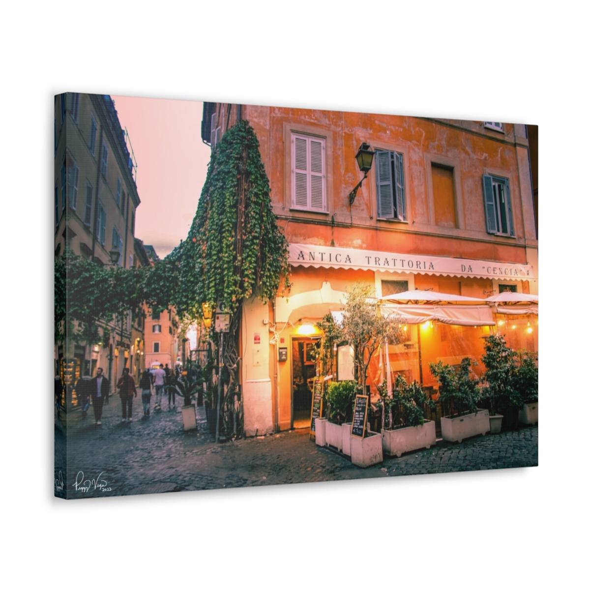 Trastevere Street Scene Canvas Print by Peggy Vega