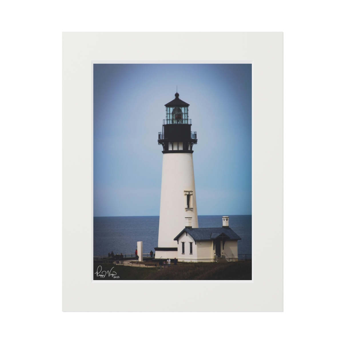 Yaquina Head Lighthouse Print in Paper Frame by Peggy Vega