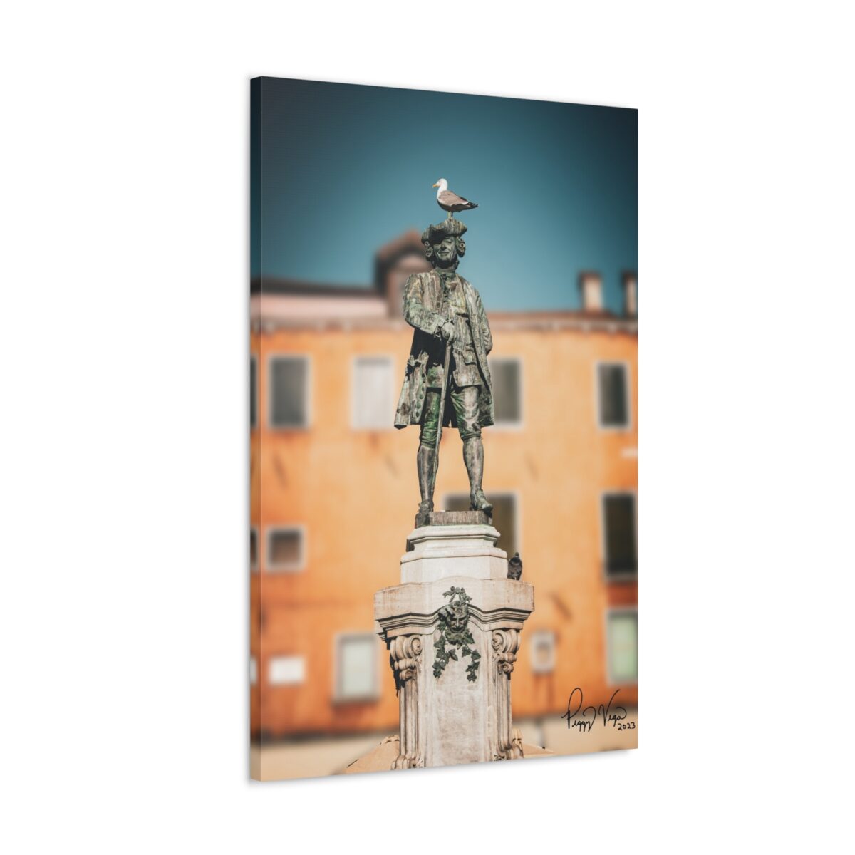 Goldoni Statue in Venice Canvas Print by Peggy Vega